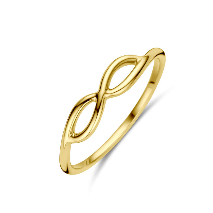 anello infinito in oro giallo 14K con design elegante e linee fluide