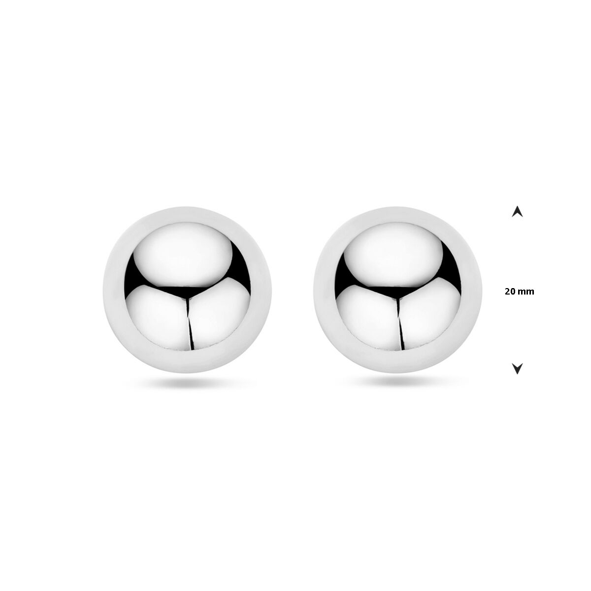 orecchini a bottone semisfera 20 mm argento rodiato