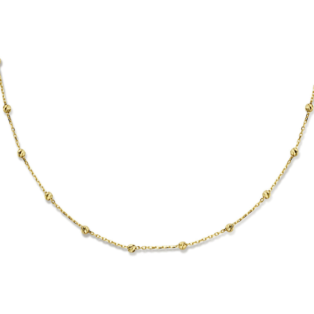 collier bolletjes gediamanteerd 2,5 mm  40 - 42 - 44 cm 14K geelgoud