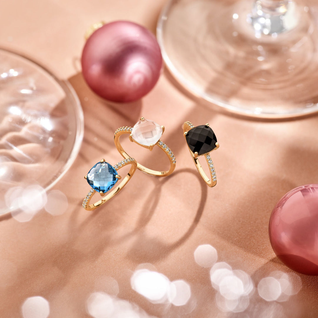 ring rozenkwarts en zirkonia 14K roségoud