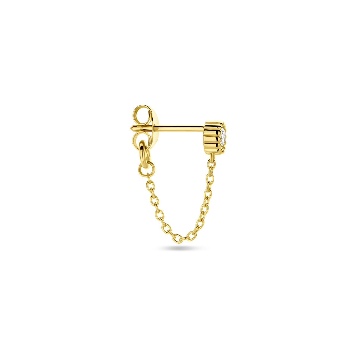 orecchino a bottone singolo zircone 1 micron argento placcato oro (giallo)