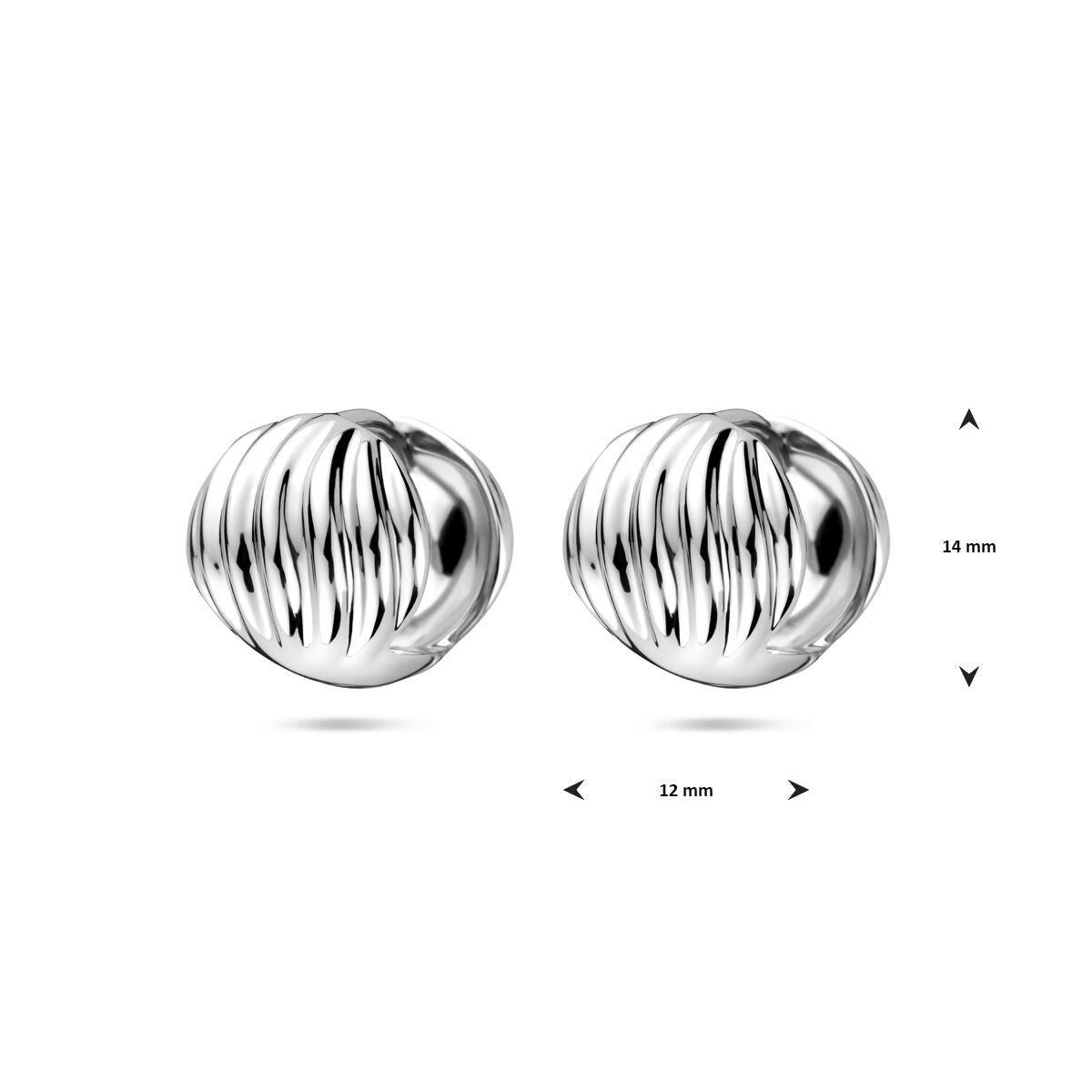 Orecchini a cerchio 14 mm argento rodiato