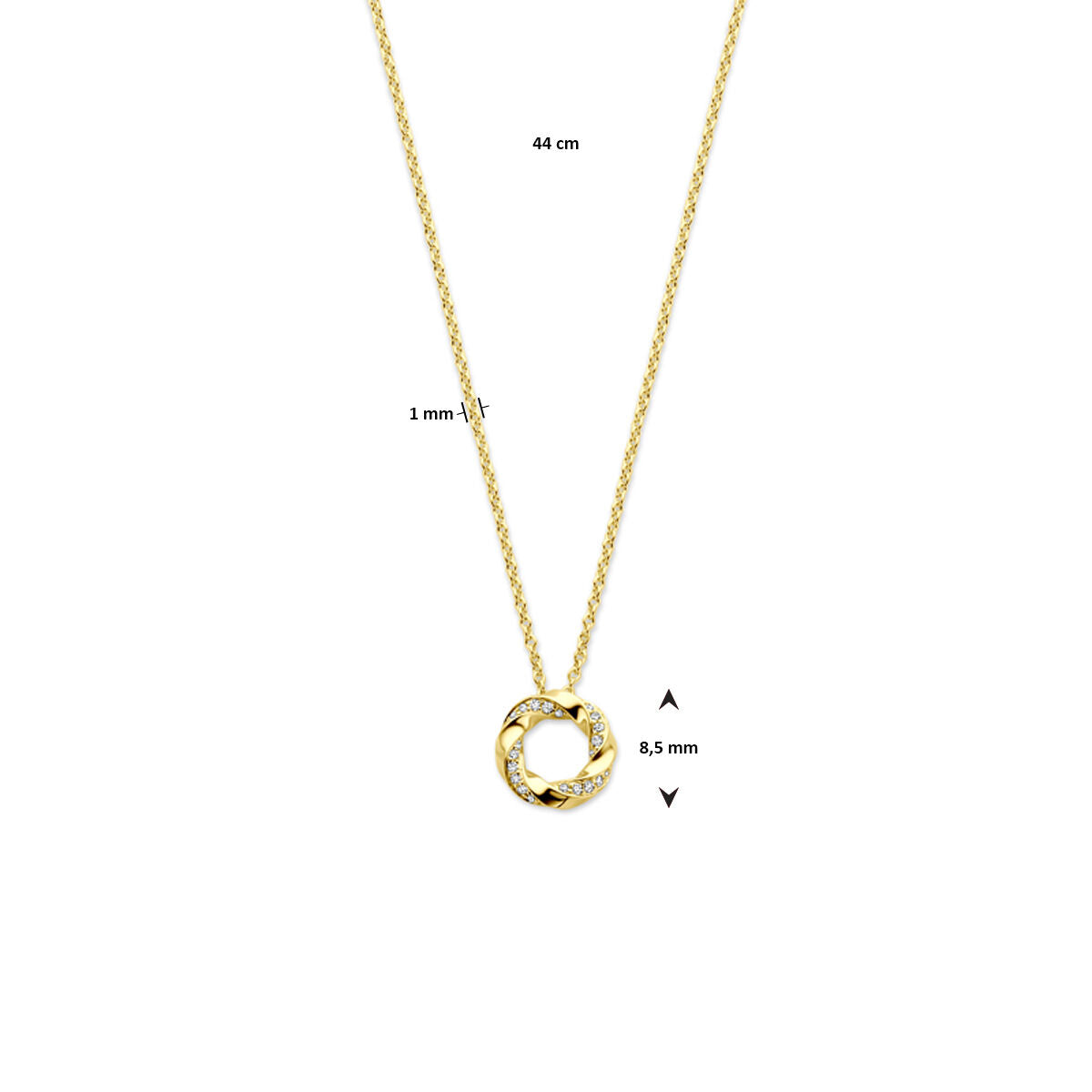 Collana diamante 0.06ct h si 44 cm oro giallo 14K