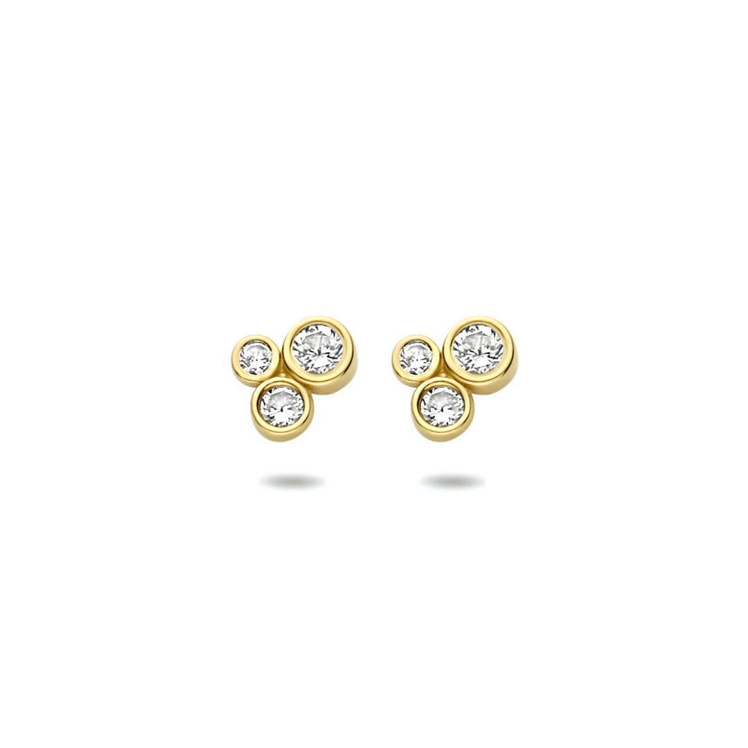 oorknoppen zirkonia 14K geelgoud