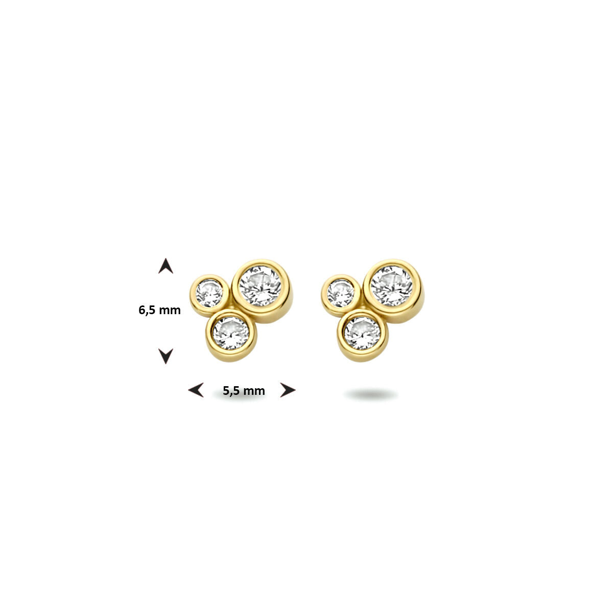 orecchini a bottone zirconia oro giallo 14K