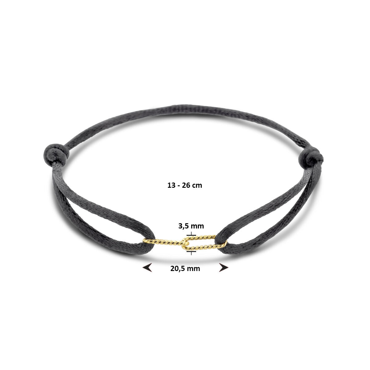 bracciale raso oro 14K con gomma/nylon/pelle