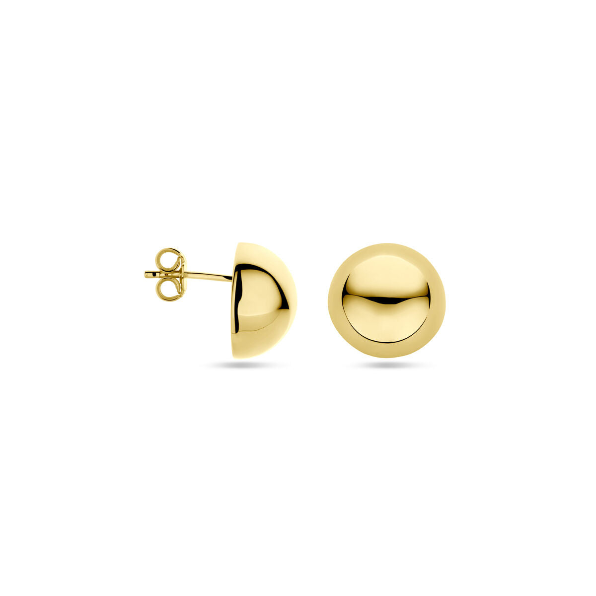 Orecchini a bottone semisfera 14 mm 1 micron argento placcato (giallo)