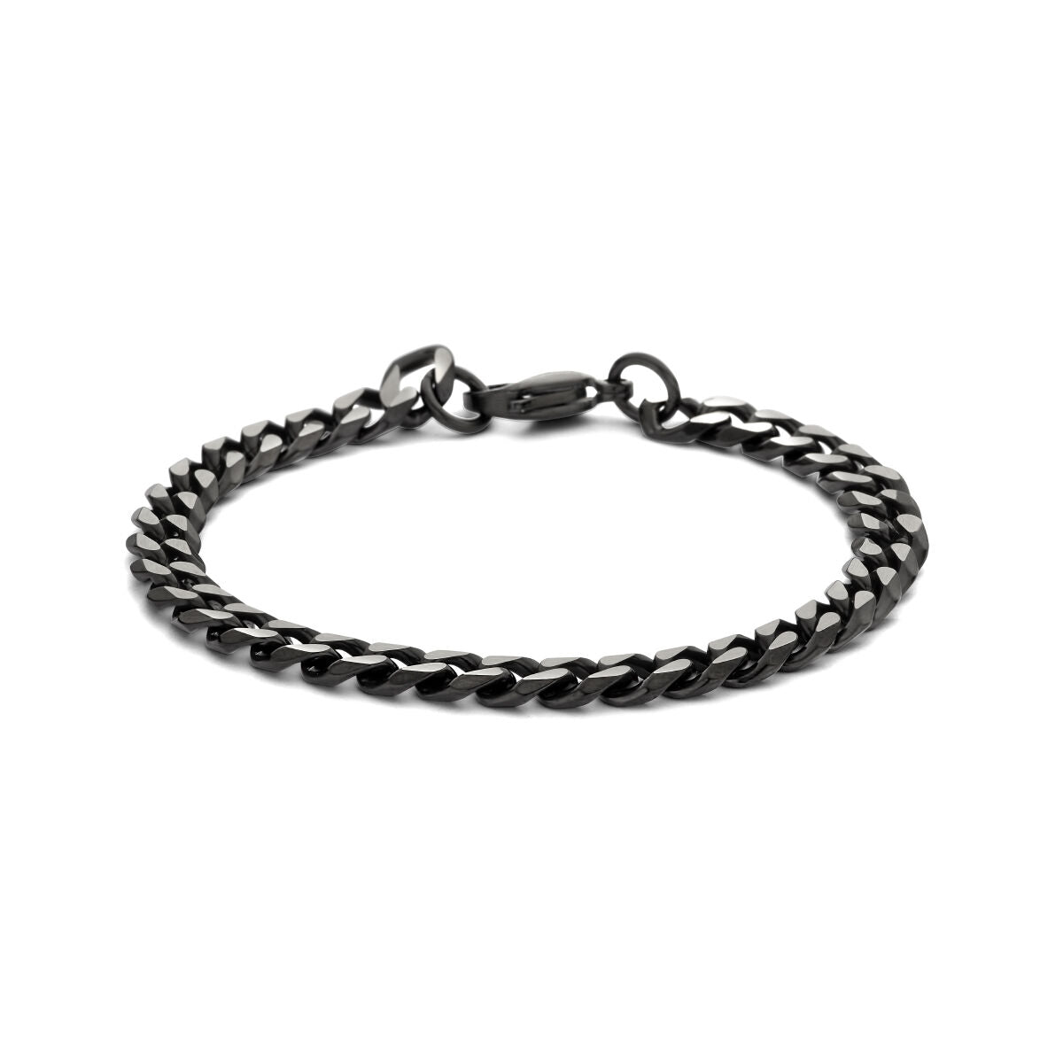 De Van der Kooij Collectie Gourmette 7,0 mm edelstaal armband met ion plating heeft strakke in elkaar grijpende schakels en een sluiting, afgebeeld tegen een witte achtergrond.