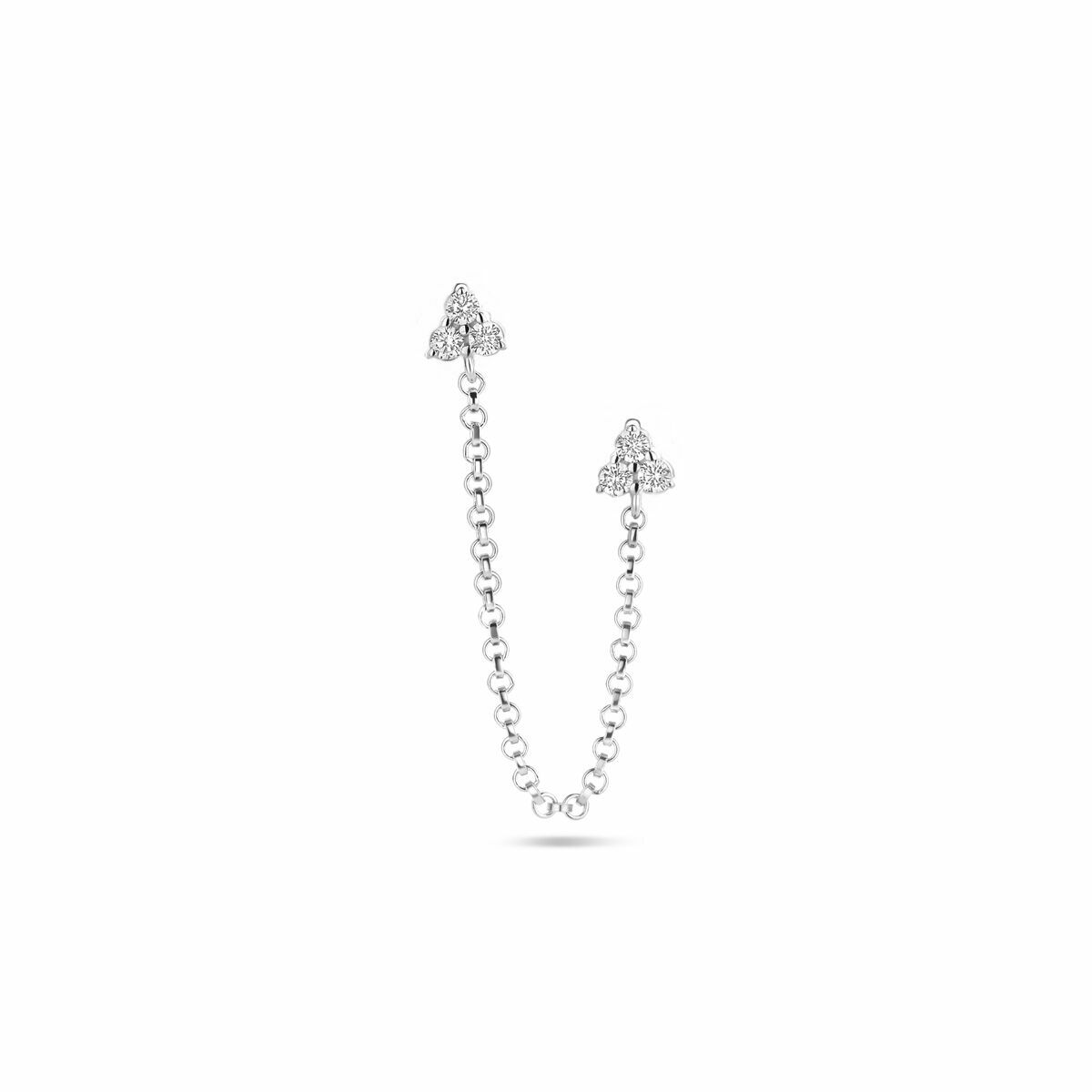 Orecchini pendenti in argento rodiato con zircone, lunghi 47 mm, a forma di freccia.