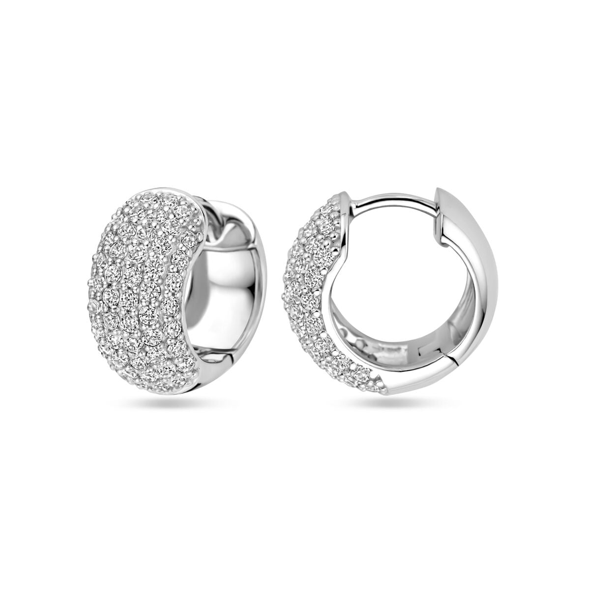 orecchini a cerchio zircone 16 mm argento rodiato