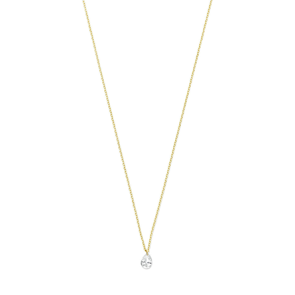 Collana in oro giallo 18K con diamante di 0,20 ct, lunghezza regolabile 40-42-44 cm.