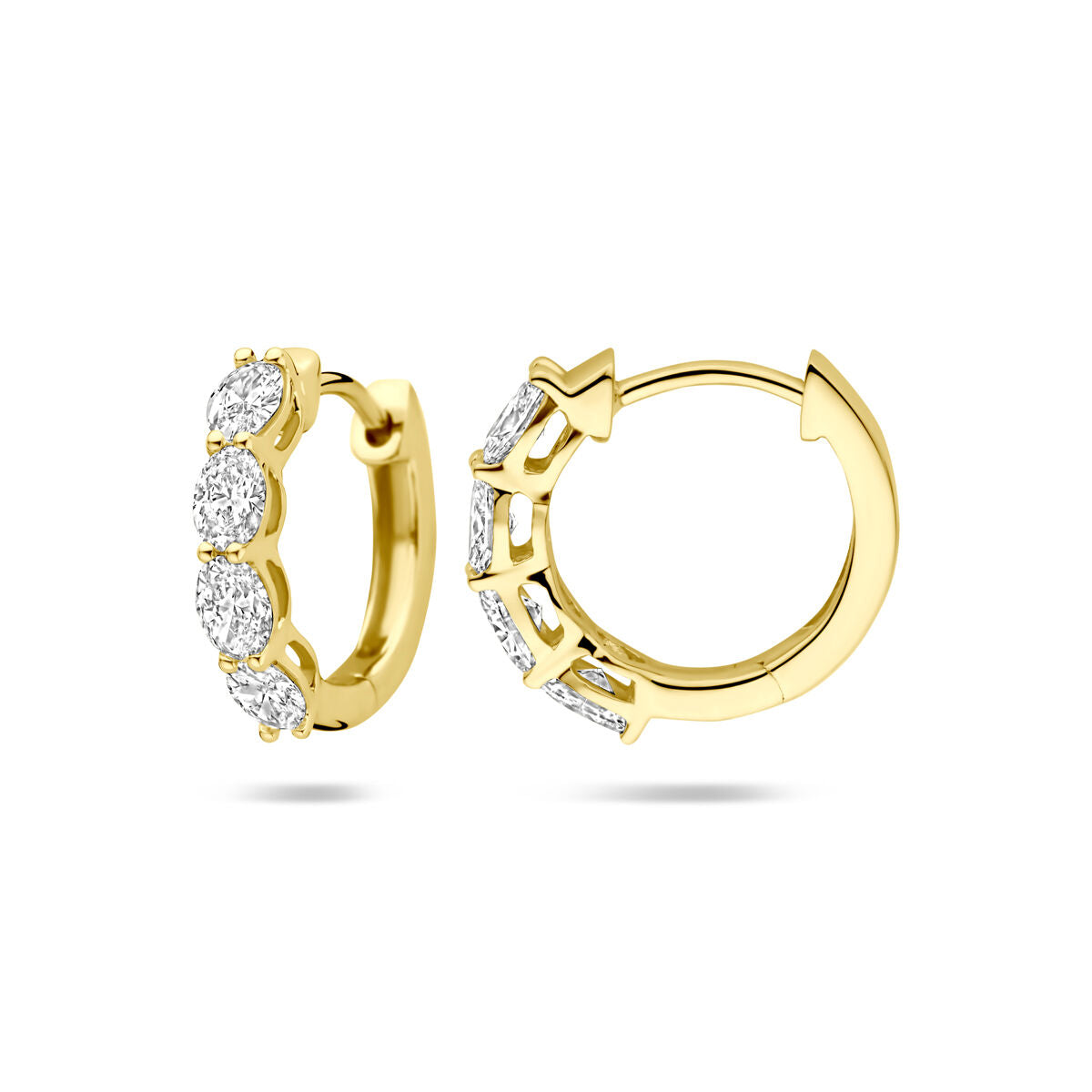 orecchini a cerchio diamante lab grown 0.80ct (2x 0.40ct) h si 14,5 mm oro giallo 14K
