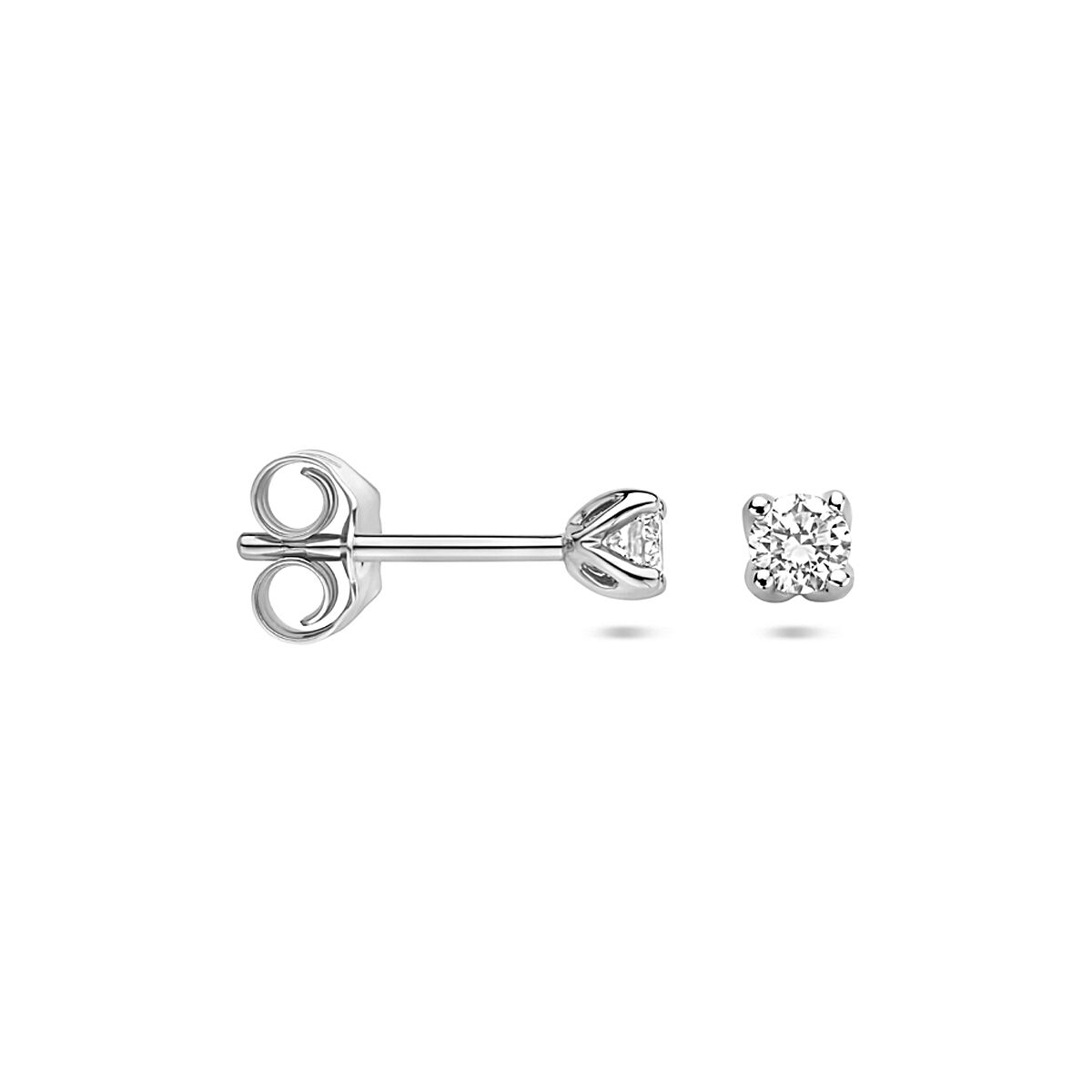 orecchini a bottone diamante lab grown 0.20ct. (2x 0.10ct) h si 3,25 mm 14K oro bianco