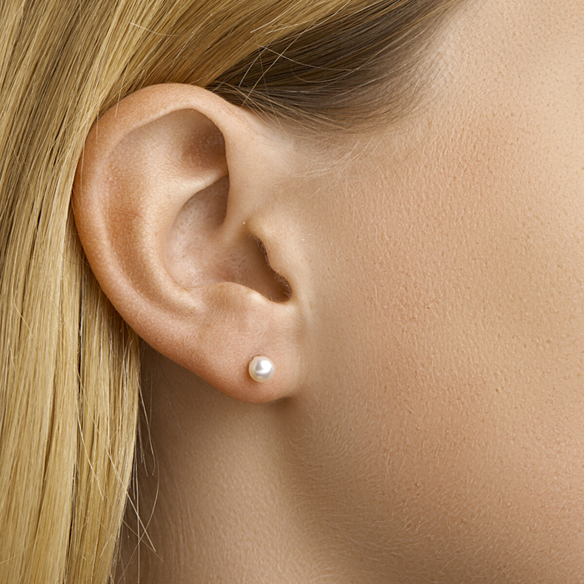 orecchini a bottone perla 14K oro giallo