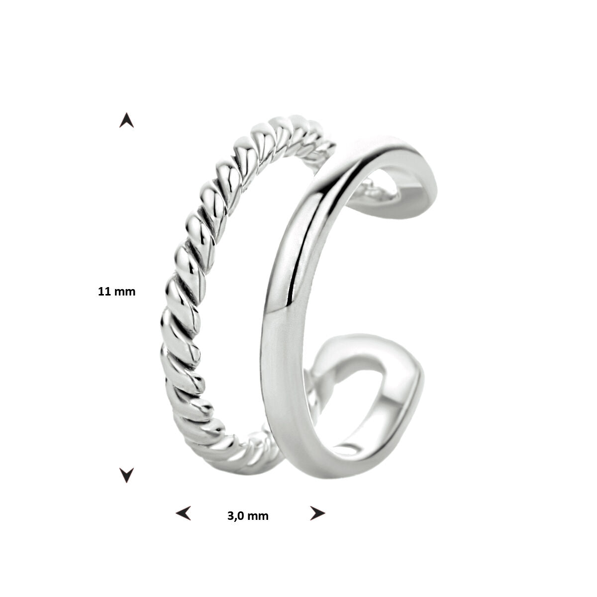 ear cuff argento rodiato