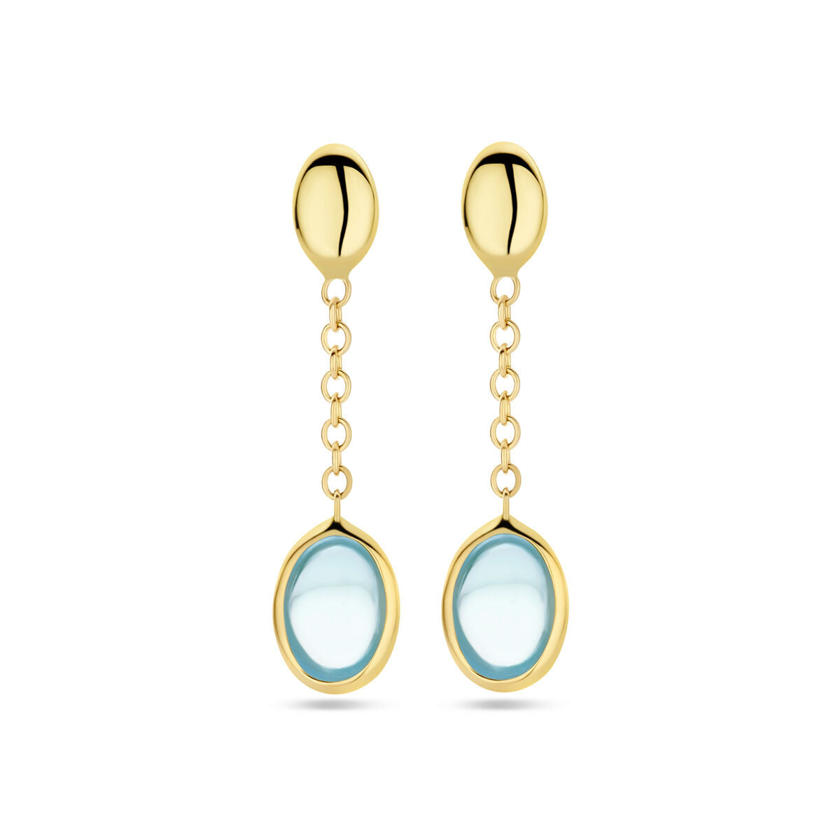 orecchini pendenti topazio blu 26 mm oro giallo 14K