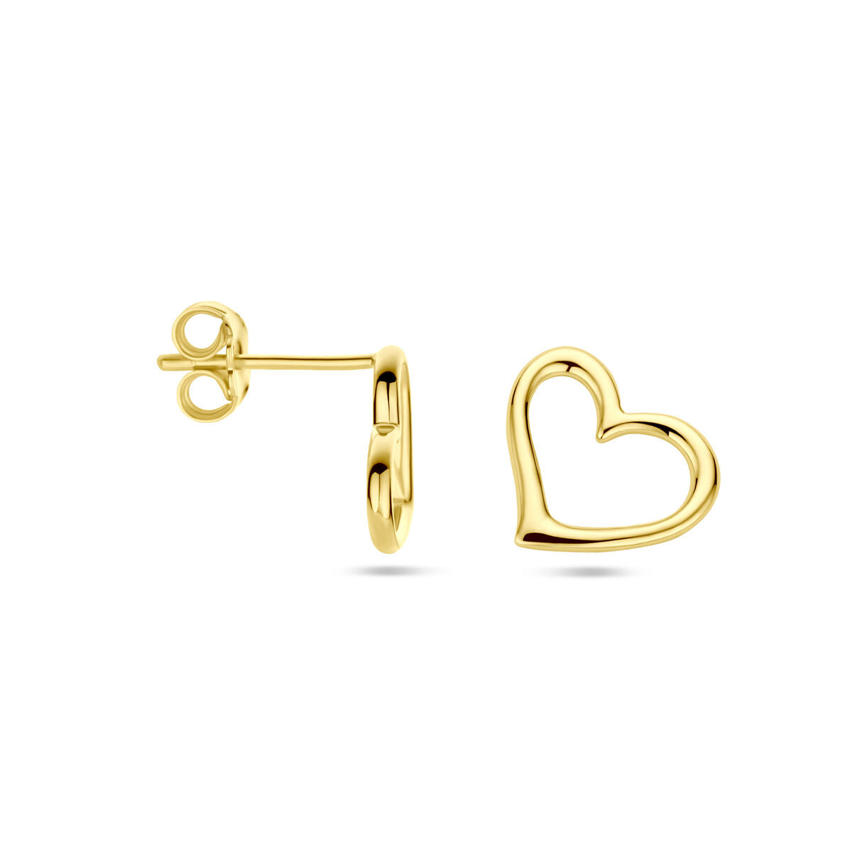 orecchini a bottone cuore 1 micron argento dorato (giallo)