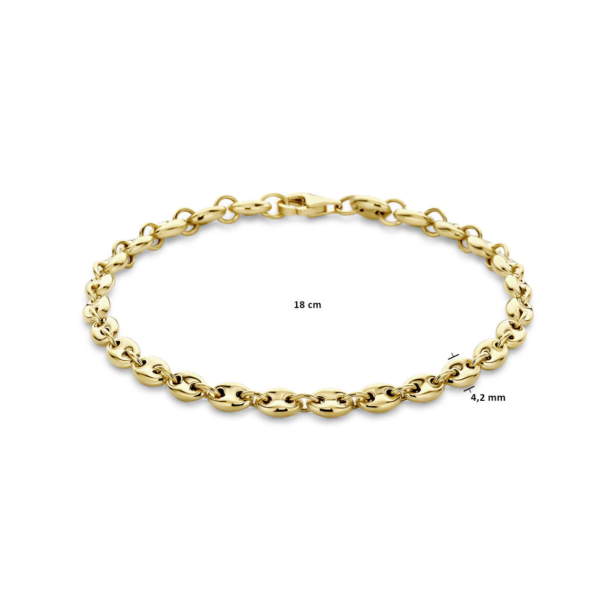 bracciale chicco di caffè 4,2 mm 18 cm 14K oro giallo