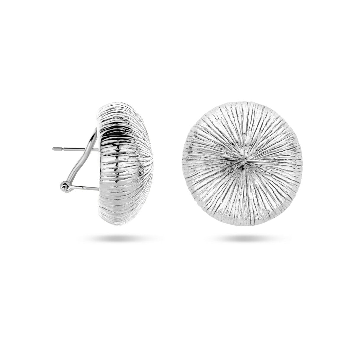 orecchini a bottone 25 mm argento rodiato