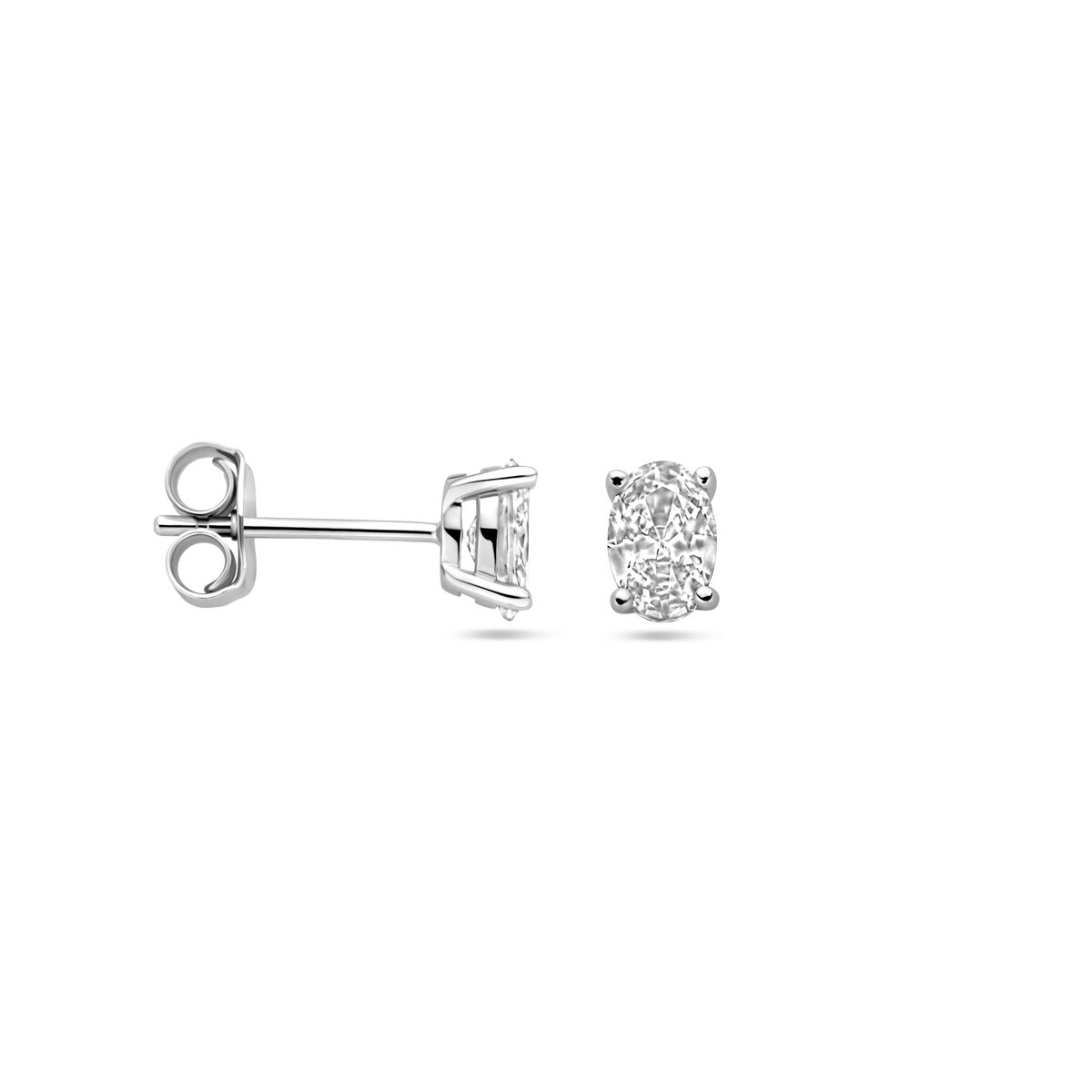 orecchini a bottone zircone argento rodiato