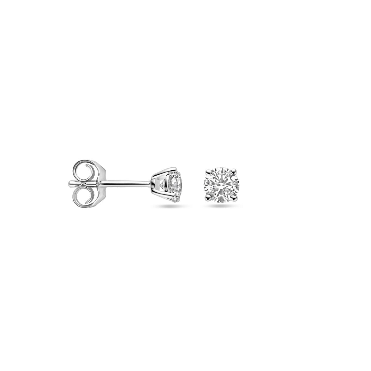 orecchini a bottone diamante lab grown 0.5ct (2x 0.25ct) h si 4 mm 14K oro bianco