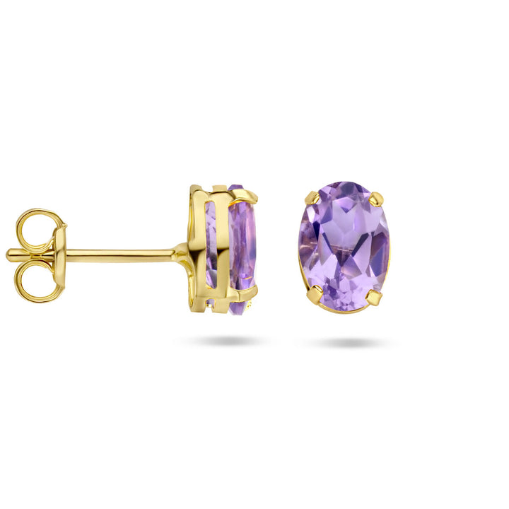 oorknoppen amethist 14K geelgoud