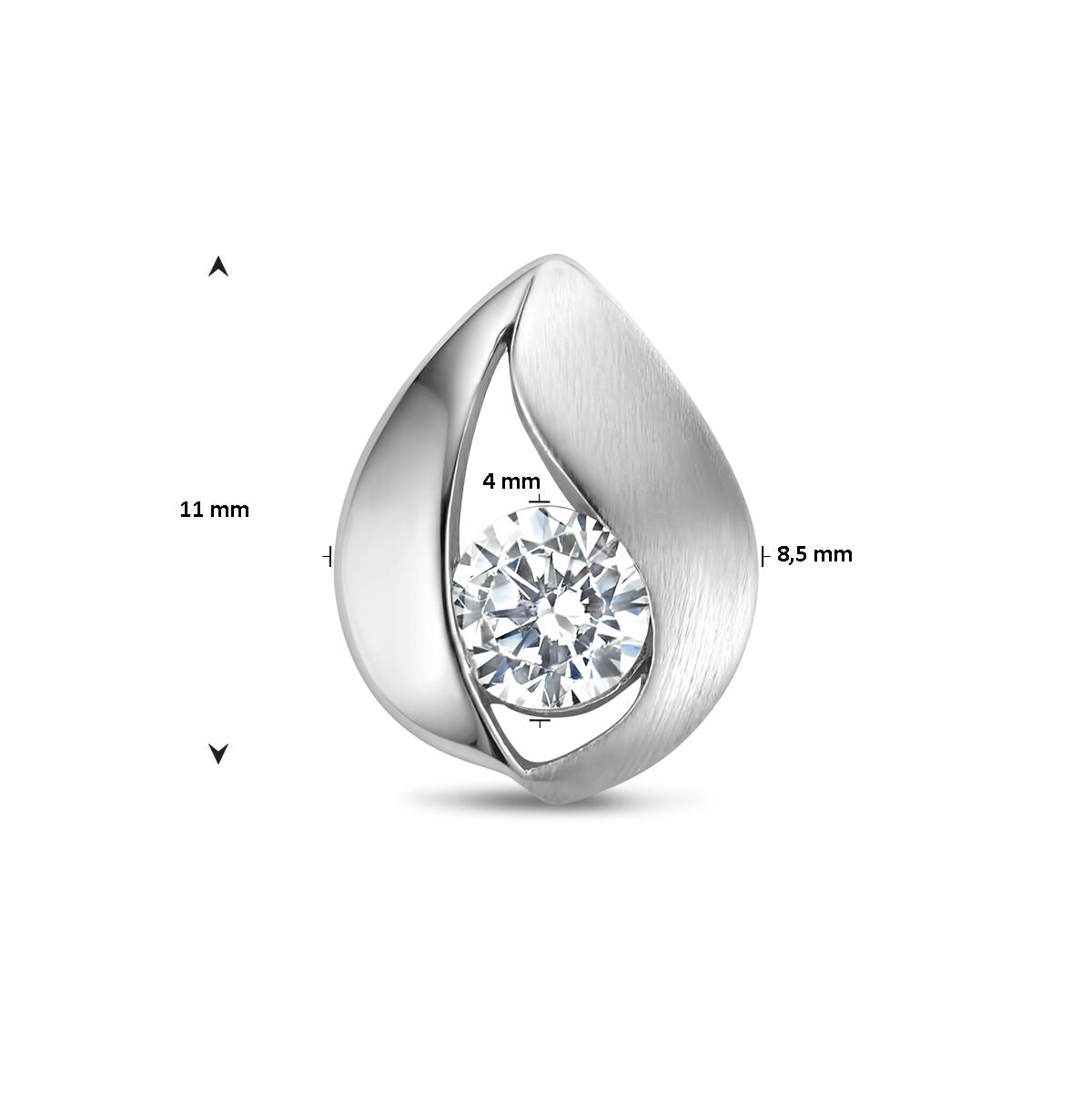 ciondolo goccia zirconia lucido/opaco argento rodiato