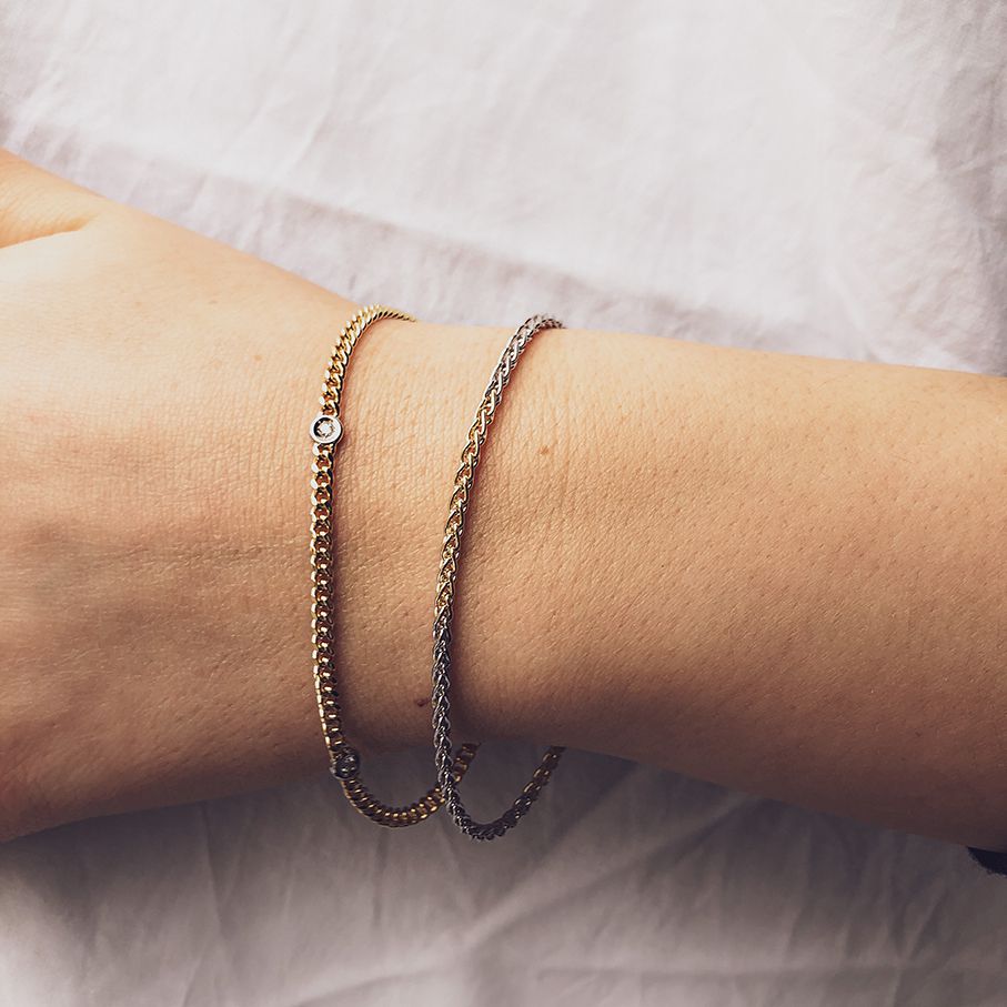 Elegante Bracciale in Oro 14 Carati da Donna – Oro Giallo/Bianco