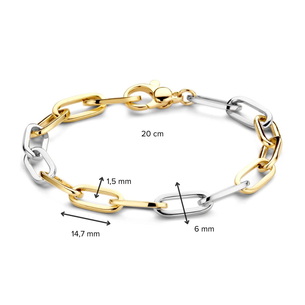 Bracciale in Oro Giallo/Bianco 14 Carati per Donna – 20 cm – Lusso Senza Tempo