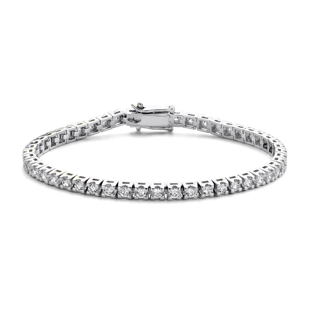 Bracciale in oro bianco con diamanti da 3,00 carati, design elegante e chiusura sicura.