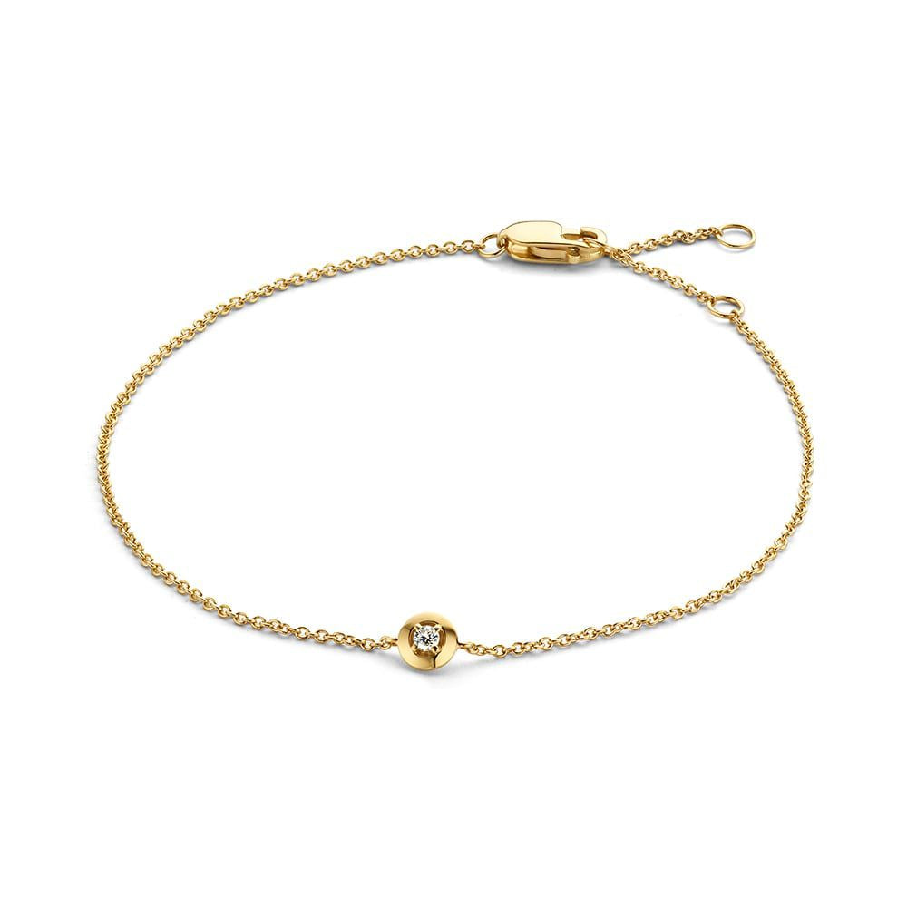 Bracciale in oro giallo 14 carati con diamante da 0,03 carati, design elegante.