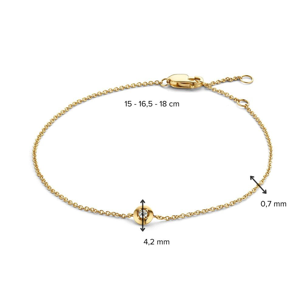 Bracciale in Oro Giallo con Brillante – Oro 14 Carati, Diamante 0.03 Carati, Elegante Bracciale da Donna