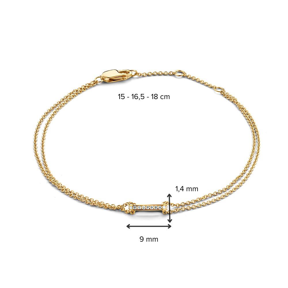 Bracciale in Oro Giallo con Diamanti Scintillanti – Oro 14 Carati, Diamante 0.06 Carati, Elegante Bracciale da Donna
