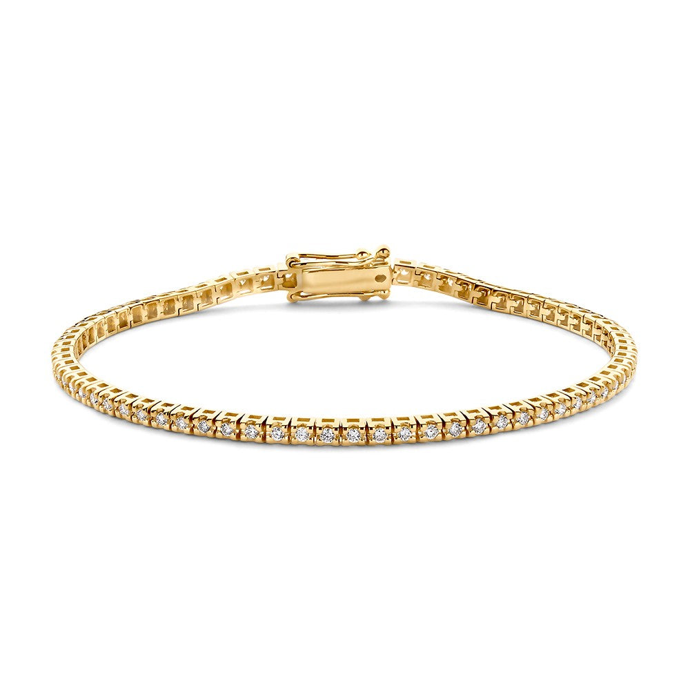 Bracciale tennis in oro giallo 14 carati con diamanti, 1,04 carati, design elegante.