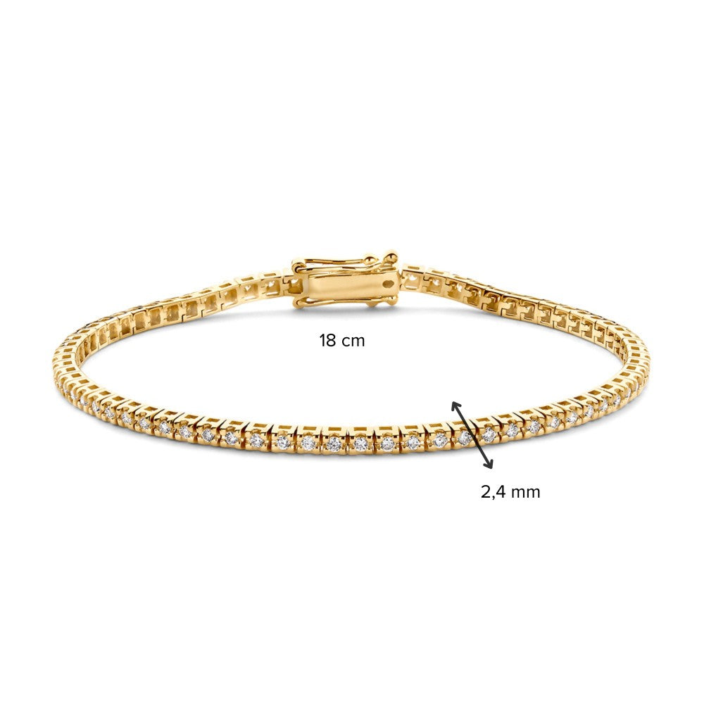 Bracciale Tennis in Oro Giallo con Diamanti – Oro 14 Carati, 1.04 Carati di Diamanti, Bracciale Elegante da Donna