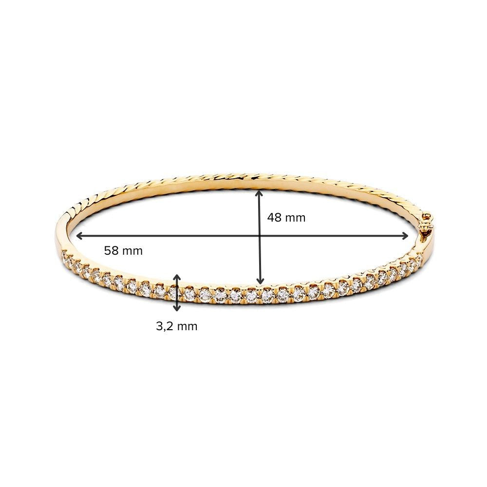 Bangle in Oro Giallo con Diamanti – Oro 14 Carati, Diamante 1.56 Carati, Bracciale di Lusso da Donna