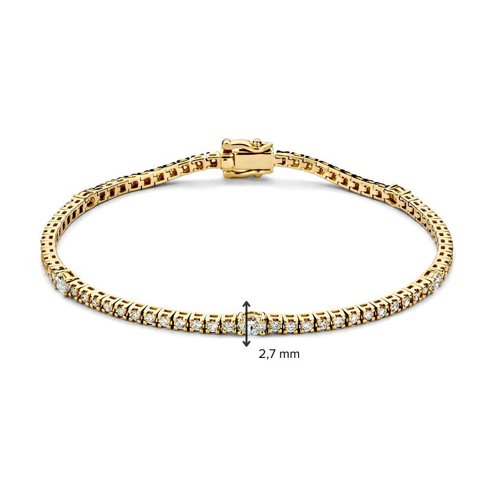 Bracciale Tennis in Oro Giallo con Diamanti Taglio Pera e Brillante – Oro 14 Carati, 1.80 Carati di Diamanti, Bracciale di Lusso da Donna