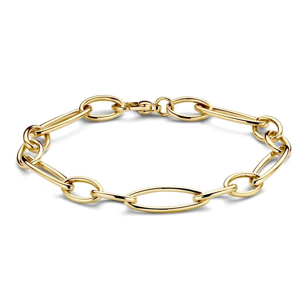 Bracciale in oro giallo con chiusura di lusso, lunghezza 20 cm, design elegante.