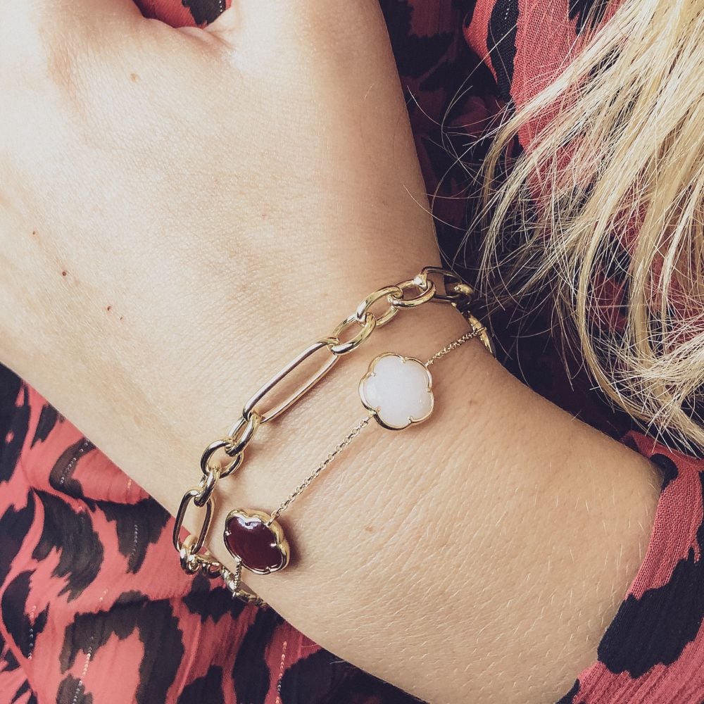Bracciale a Maglie in Oro Giallo con Maglie Alternate e Lussuosa Chiusura a Moschettone – Oro 14 Carati, Bracciale Elegante per Donna