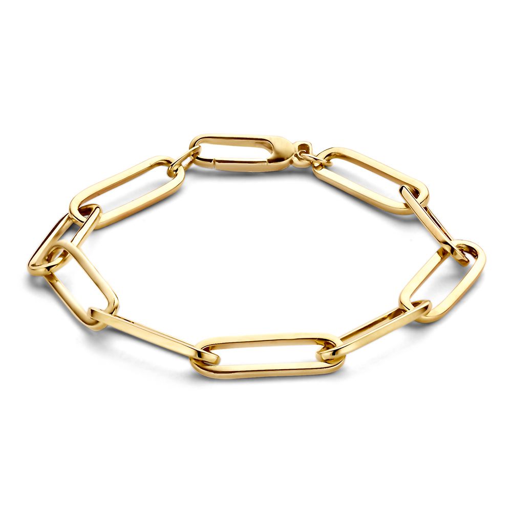 Geelgouden Armband met Paperclip Schakel, 14 Karaat, 6,3 gr, 19 cm