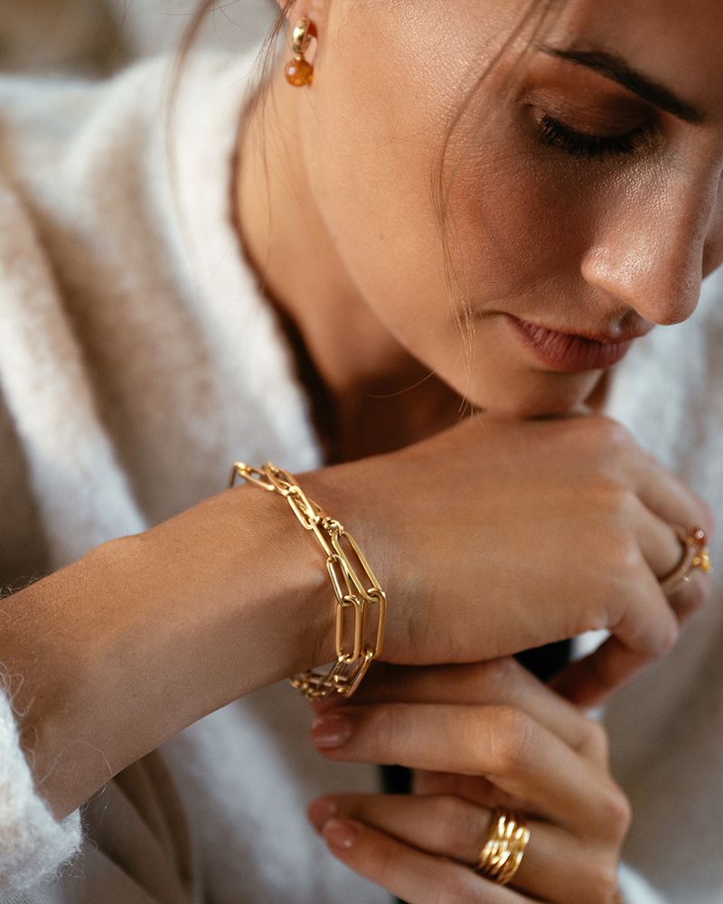 Geelgouden Armband met Paperclip Schakel, 14 Karaat, 6,3 gr, 19 cm