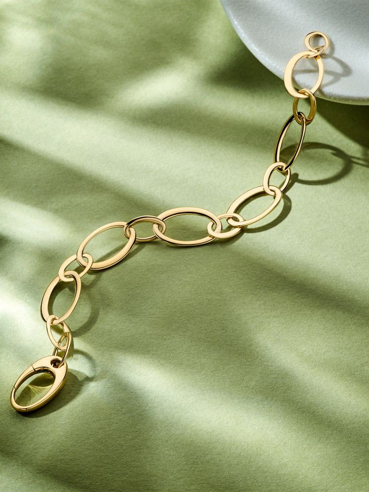 Bracciale in oro giallo con maglie piatte, 14 carati, 10,3 gr, 20 cm