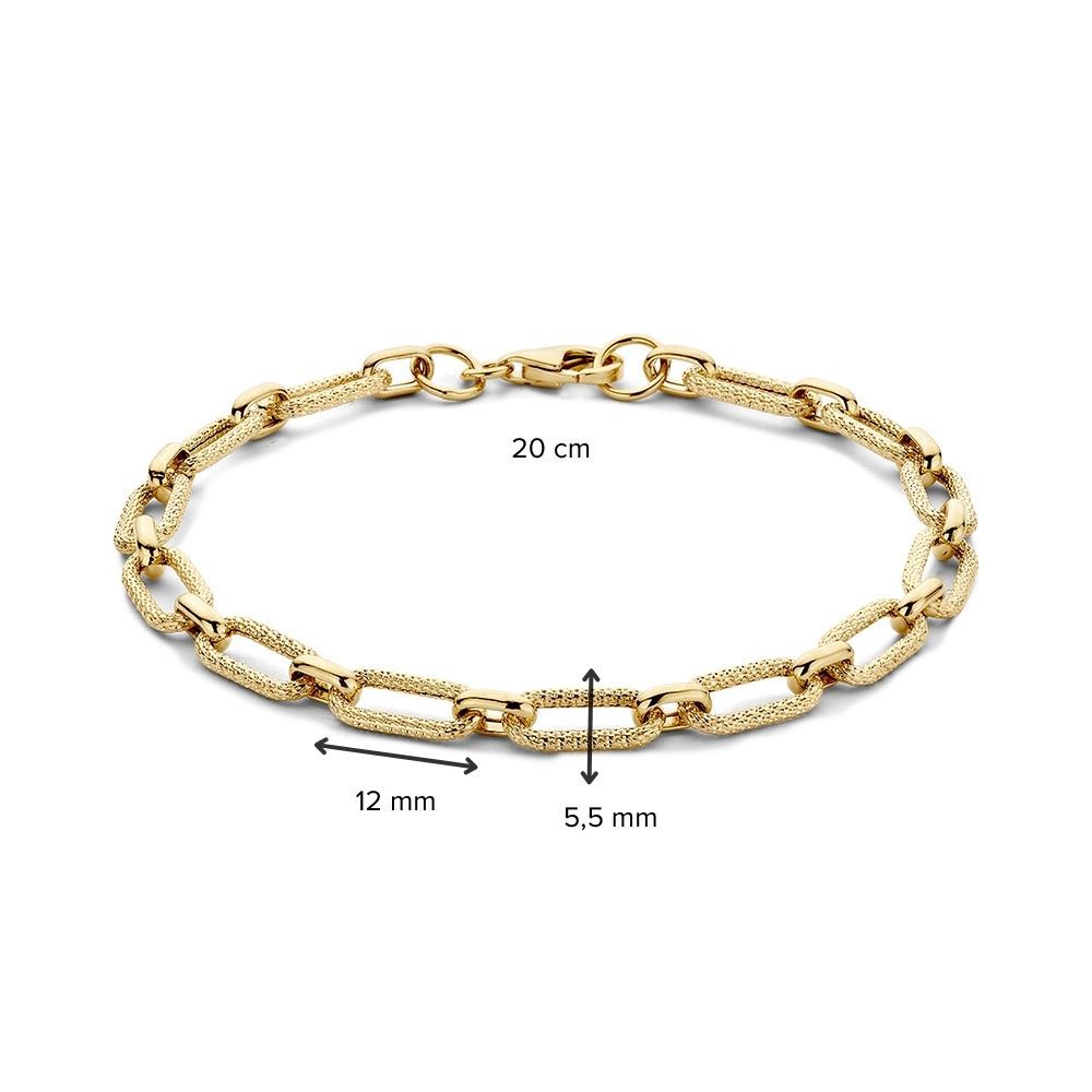 Bracciale a Maglie in Oro Giallo con Maglie Lavorate, 14 Carati, 4,0 gr, 19 cm