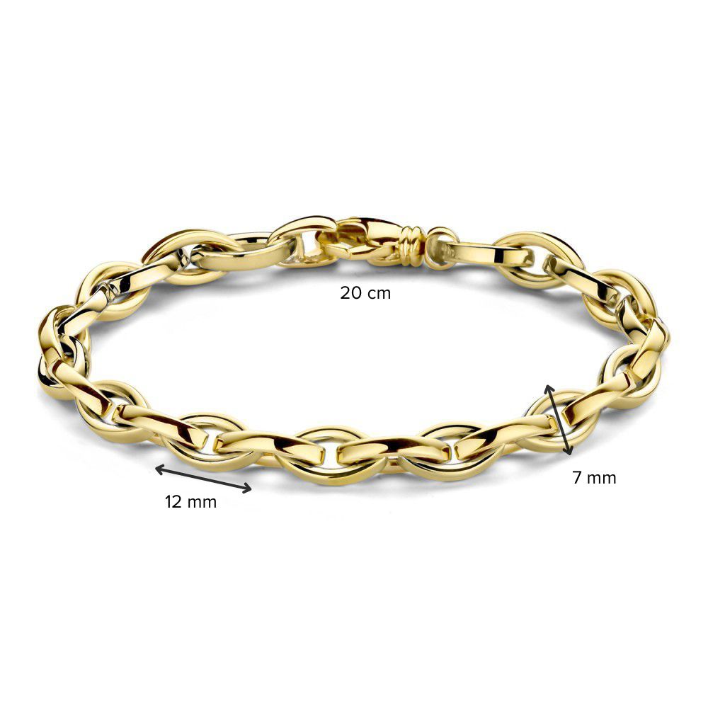 Bracciale a Catena in Oro Giallo con Chiusura di Lusso - Oro 14 Carati, 20 cm, Elegante Bracciale da Donna