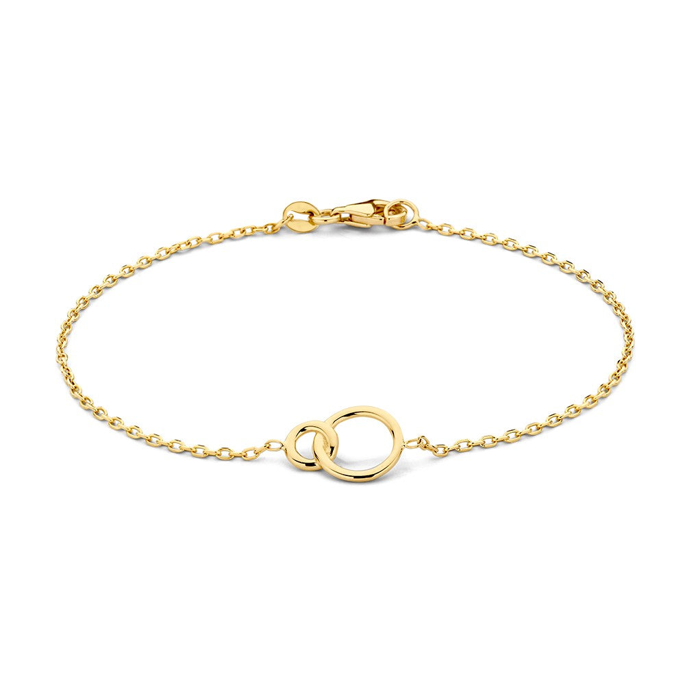 Bracciale in oro con maglia a catena e cerchi connessi, 14 carati.