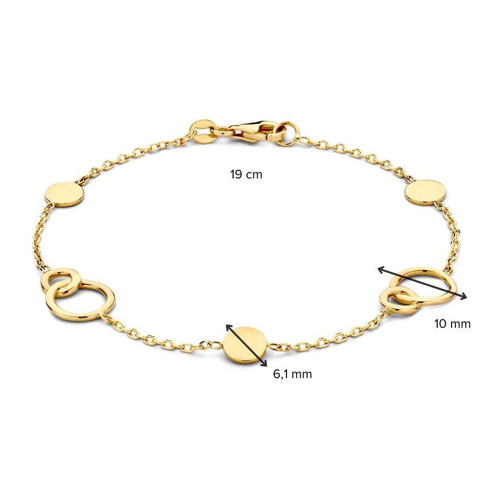 Bracciale in Oro Giallo con Cerchi Collegati – Lusso 14 Carati per Donna
