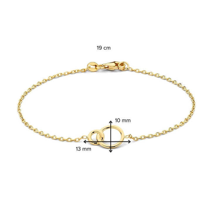 Gouden Armband met Stevige Ankerschakel en Verbonden Cirkels – 14-Karaat Luxe voor Dames