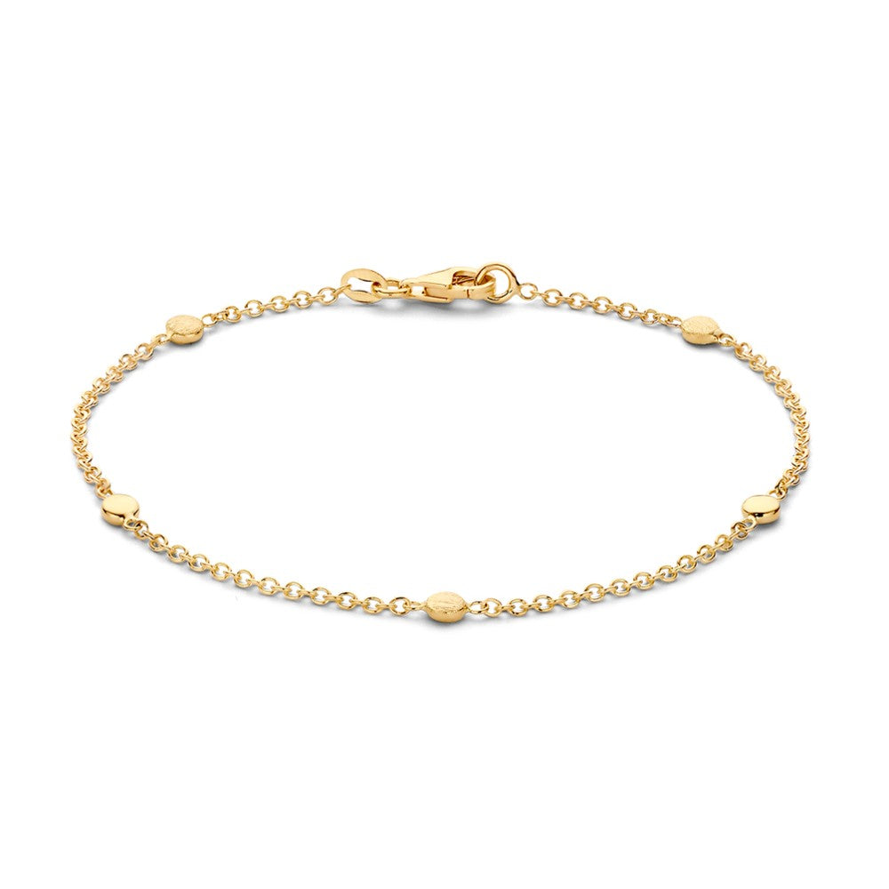 Bracciale in oro giallo raffinato con elementi di lusso, 14 carati, 19 cm.