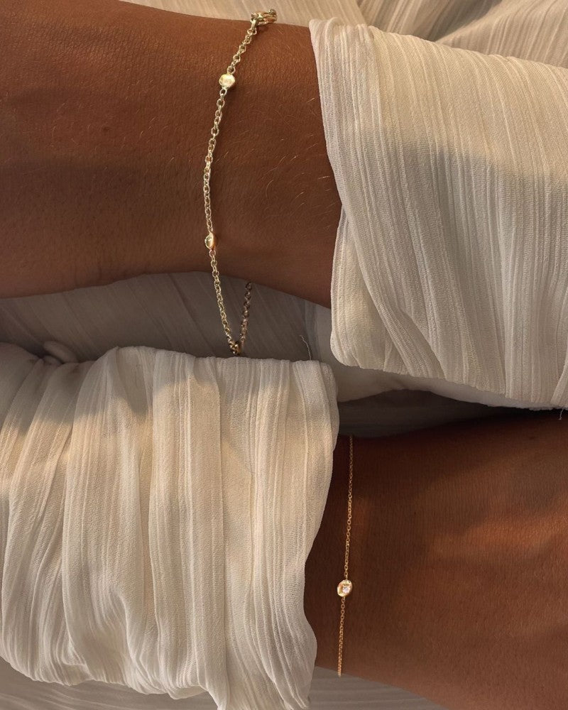 Bracciale raffinato in oro giallo con elementi di lusso, 14 carati, 2,5 gr, 19 cm