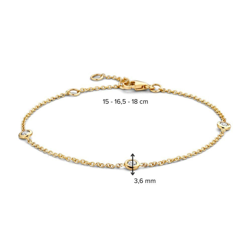 Bracciale da Donna in Oro Giallo con Diamanti Taglio Brillante da 0.15 Carati – Oro 14 Carati, Qualità H/SI-1 – Spedizione Gratuita